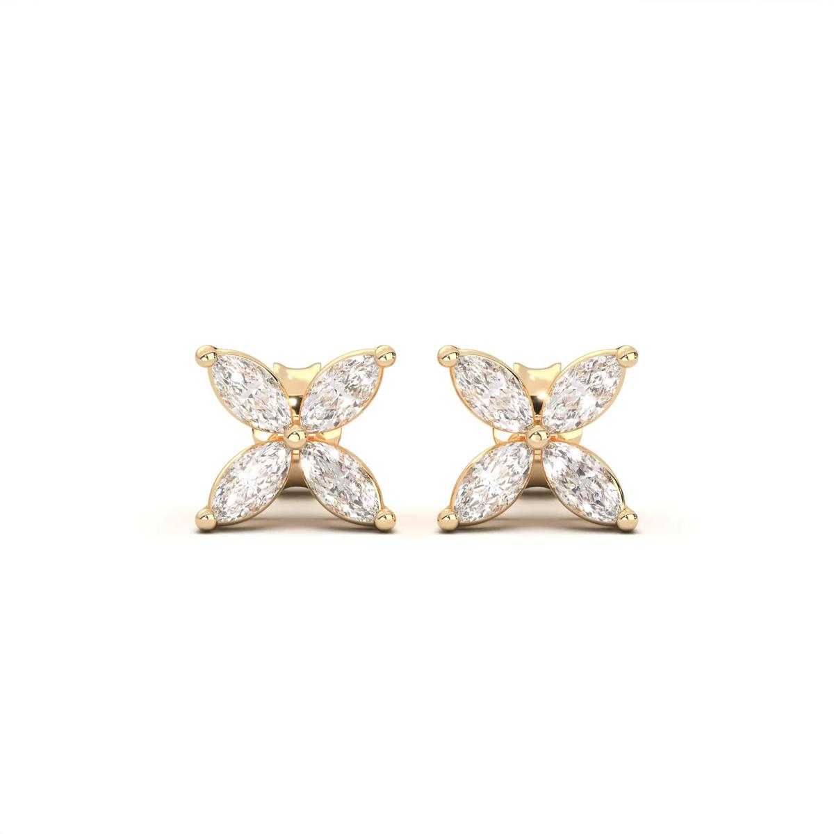 360 degree view of Flora Marquise Lab Diamond Stud Earrings