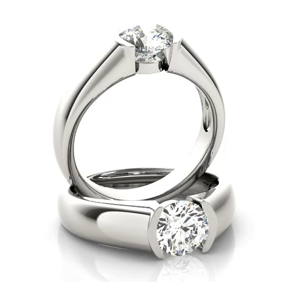 360 degree view of Geneva Half Bezel Solitaire Engagement Ring