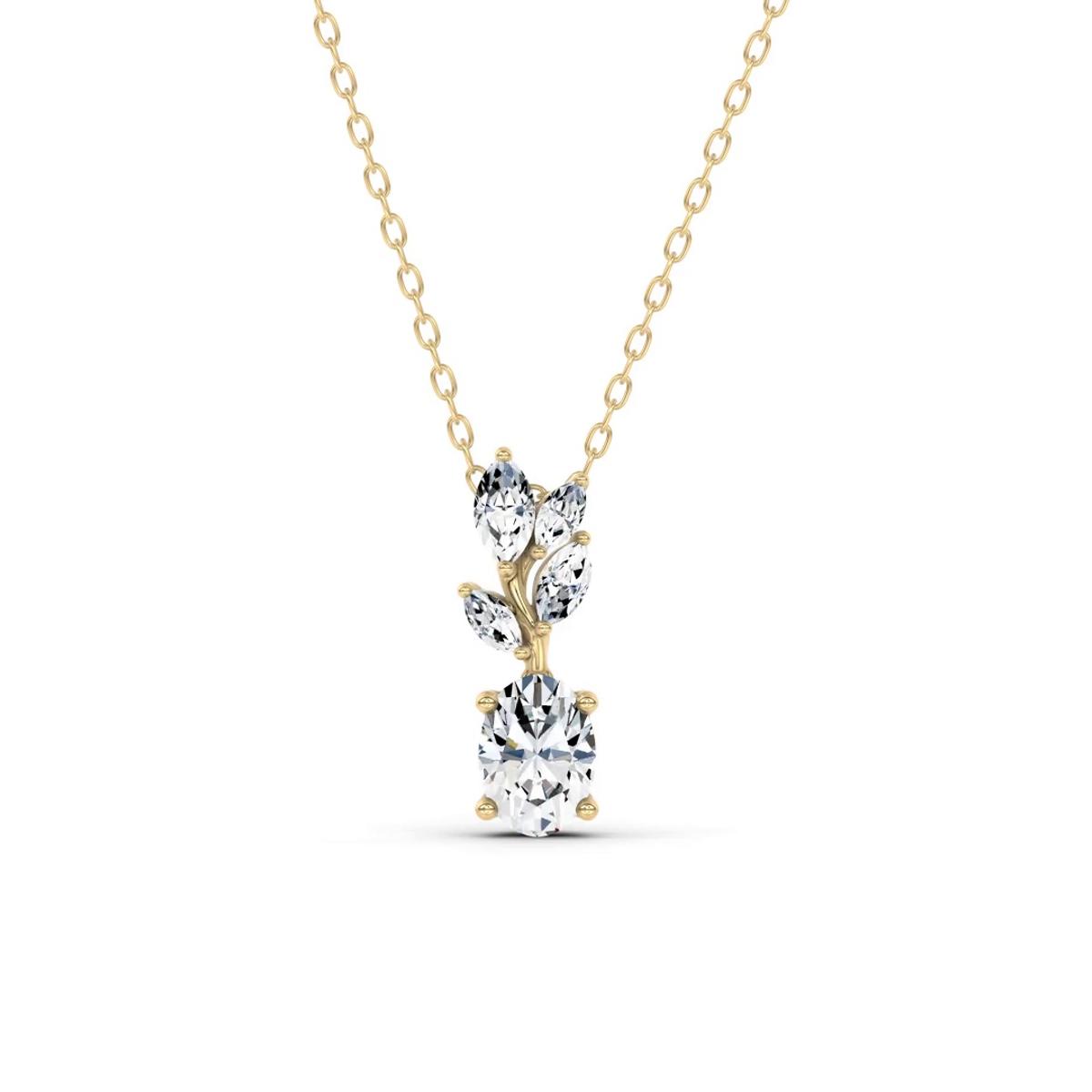 360 degree view of Hayden Curved Vine Oval Lab Diamond Necklace