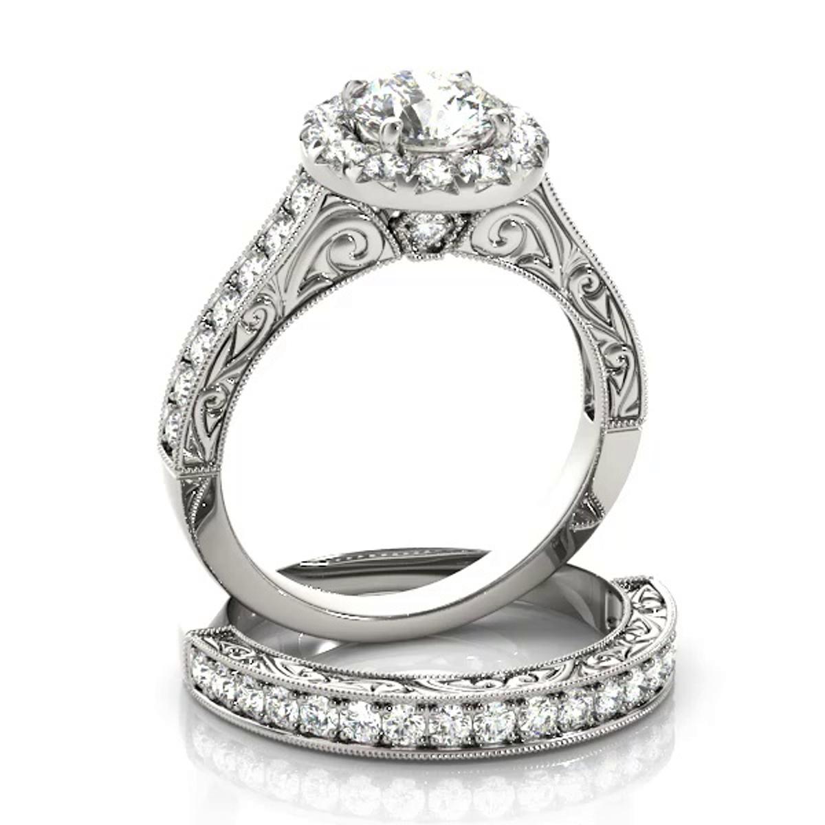360 degree view of Amiah Halo Engagement Ring