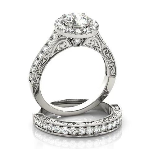 360 degree view of Amiah Halo Engagement Ring