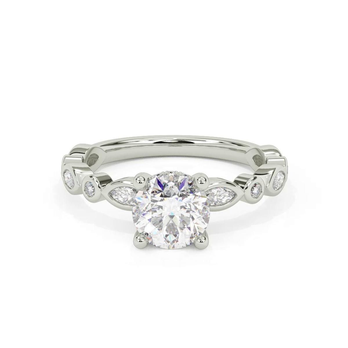 360 degree view of Jamie Hidden Halo And Bezel Mixed-Shape Engagement Ring