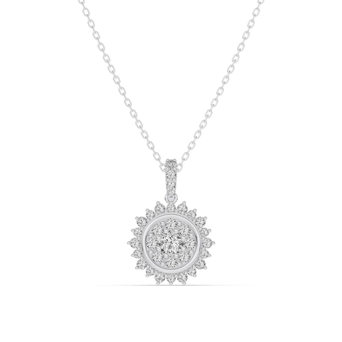 360 degree view of Sunburst Cluster Lab Diamond Necklace