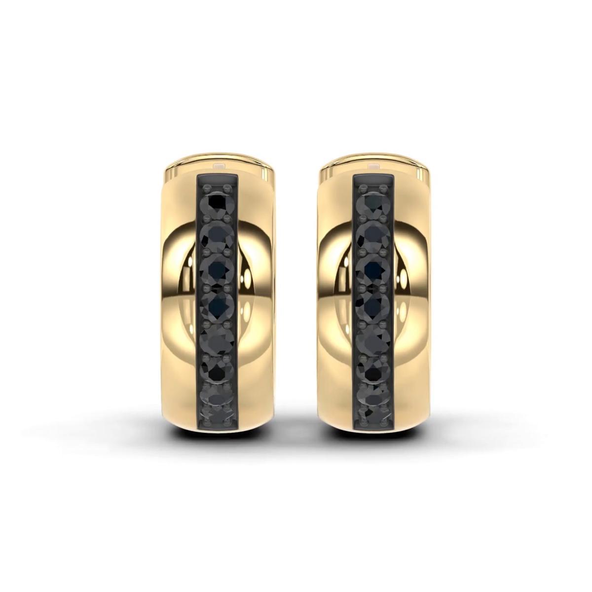 360 degree view of Midnight Noir Black Diamond Huggie Earrings By Christian Siriano