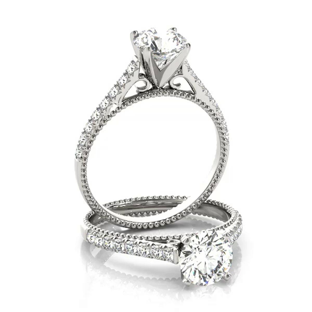 360 degree view of Bess Vintage Inspired Pavé Diamond Engagement Ring