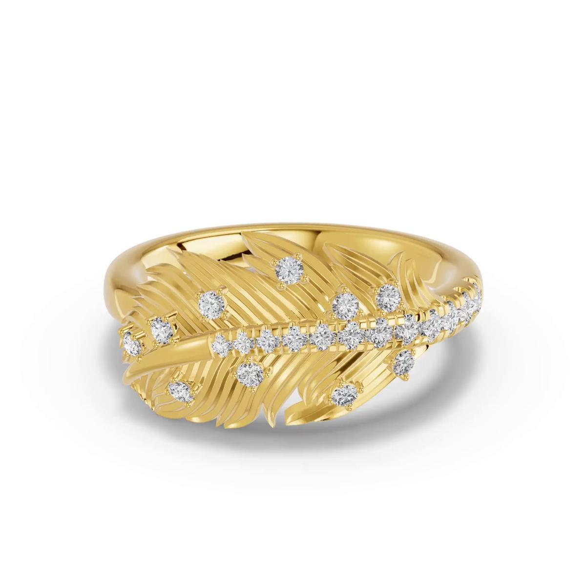 360 degree view of Feather Drift Diamond Ring