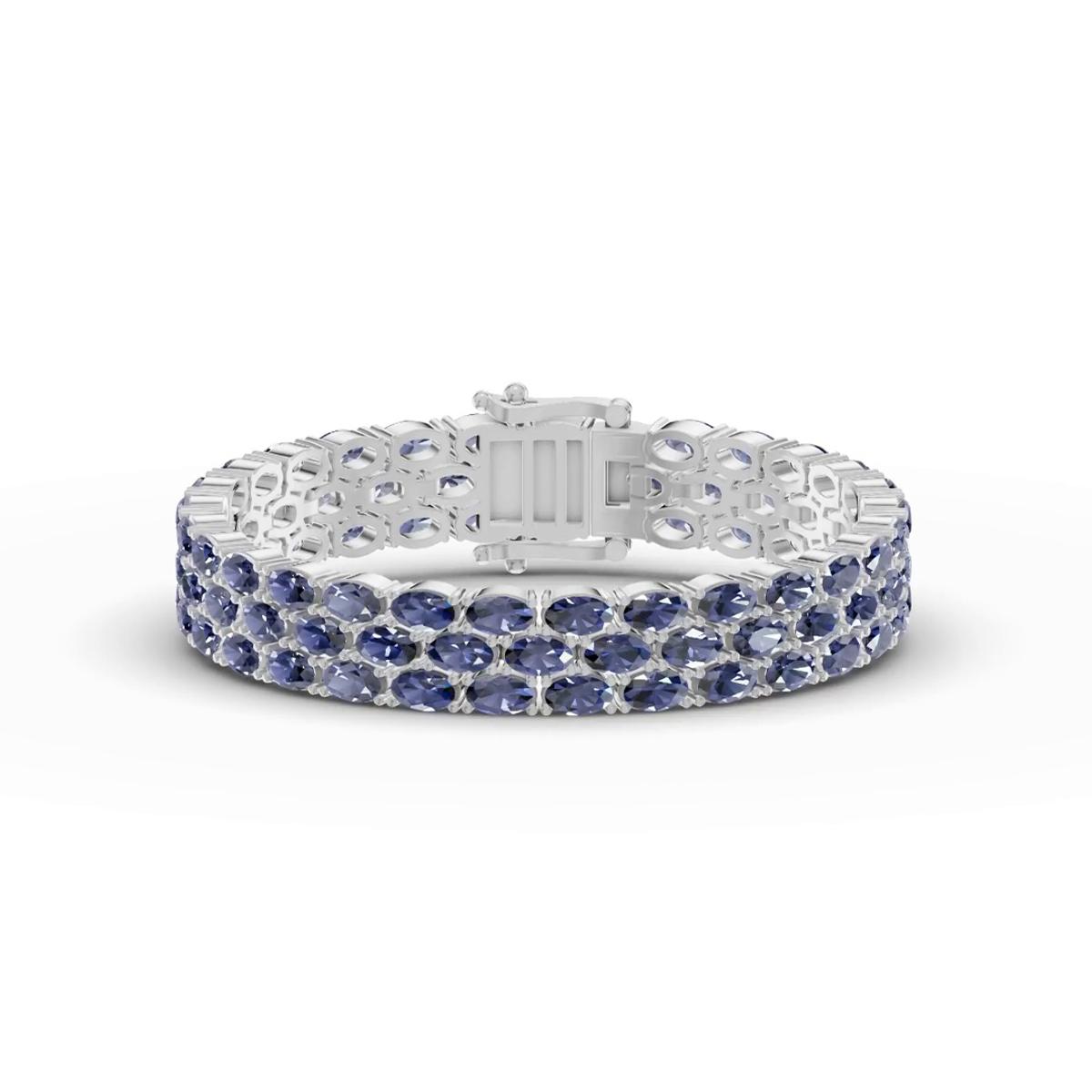 360 degree view of Triple Row Oval Tanzanite Bracelet