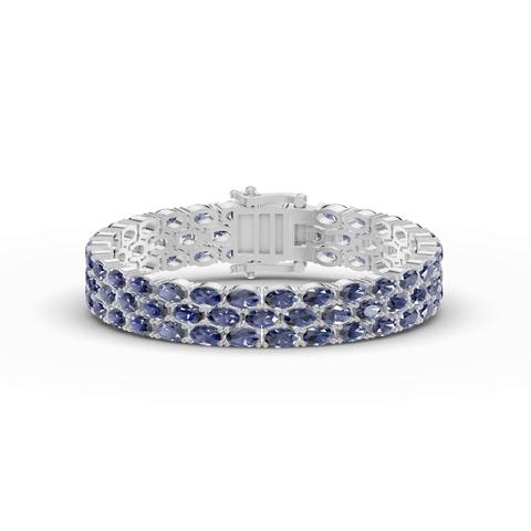 360 degree view of Triple Row Oval Tanzanite Bracelet