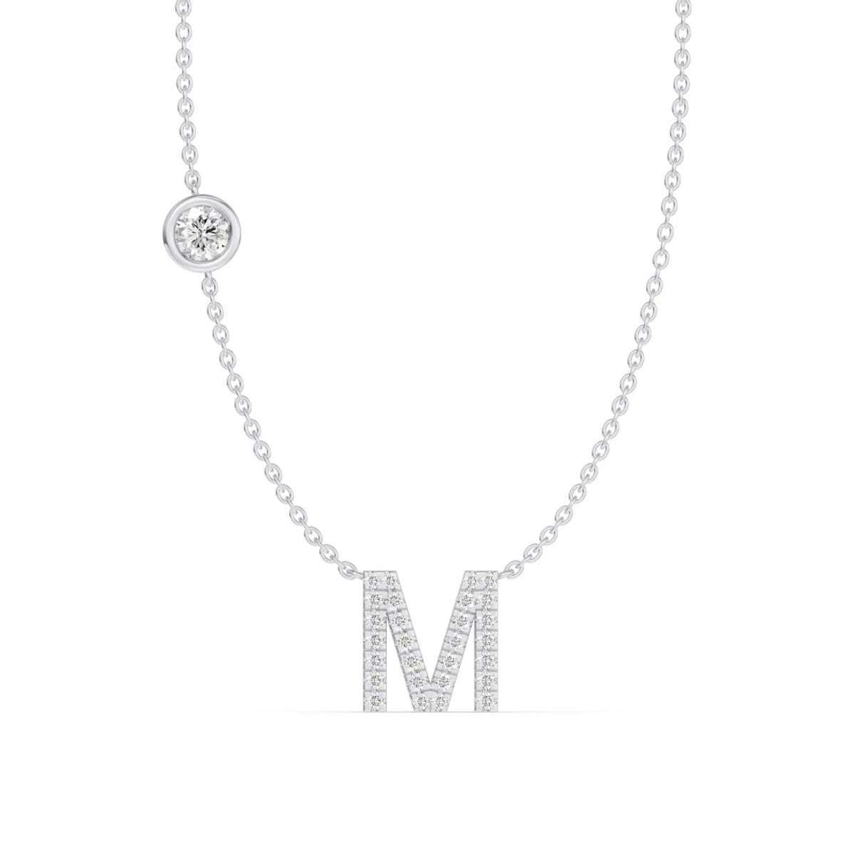 360 degree view of Bezel Diamond Pavé Initial Necklace - M
