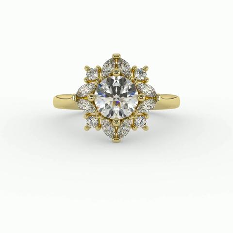 360 degree view of Samantha Marquise Halo Engagement Ring