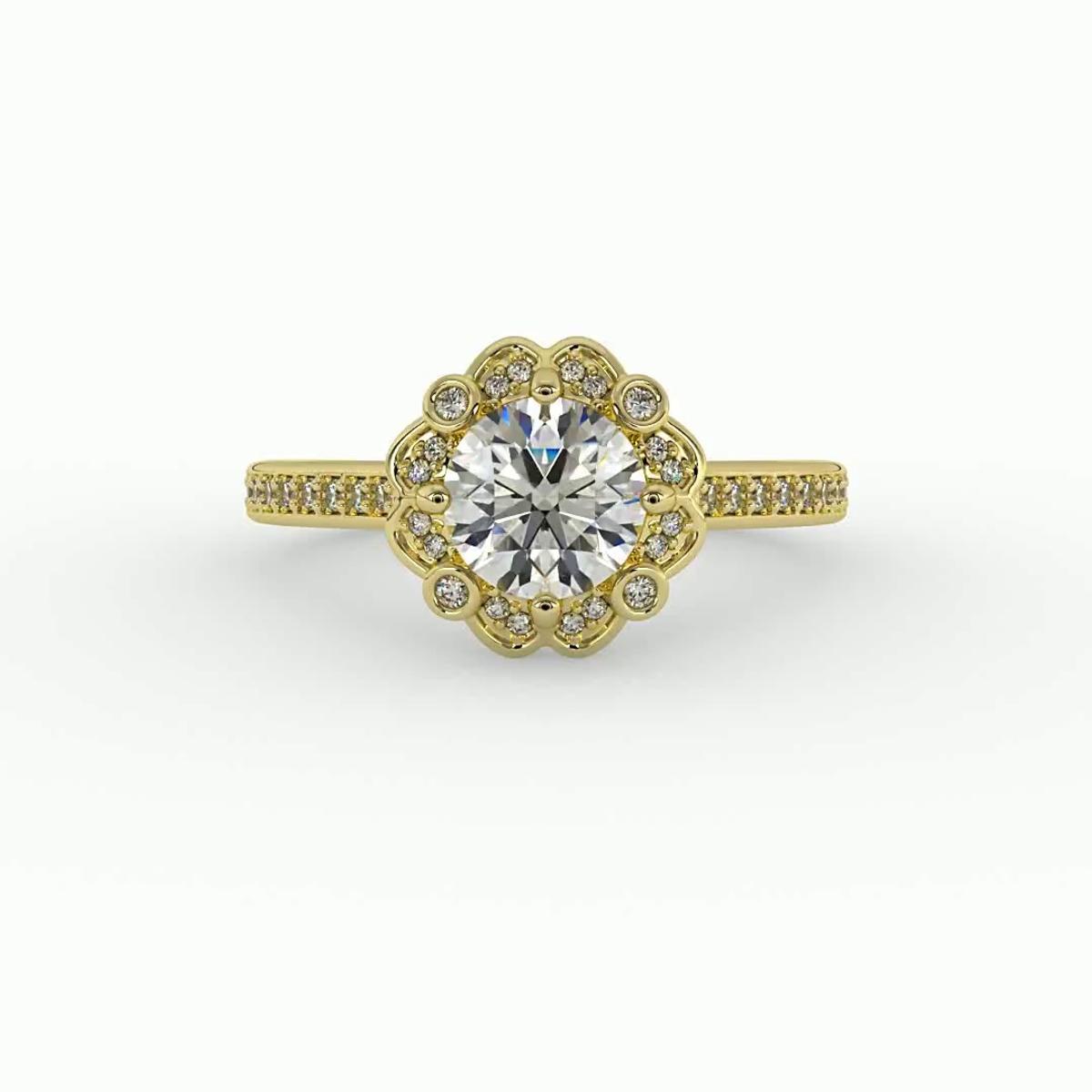 360 degree view of Octavia Halo Engagement Ring