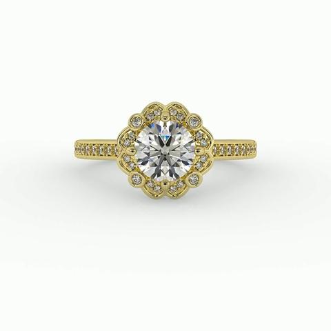 360 degree view of Octavia Halo Engagement Ring
