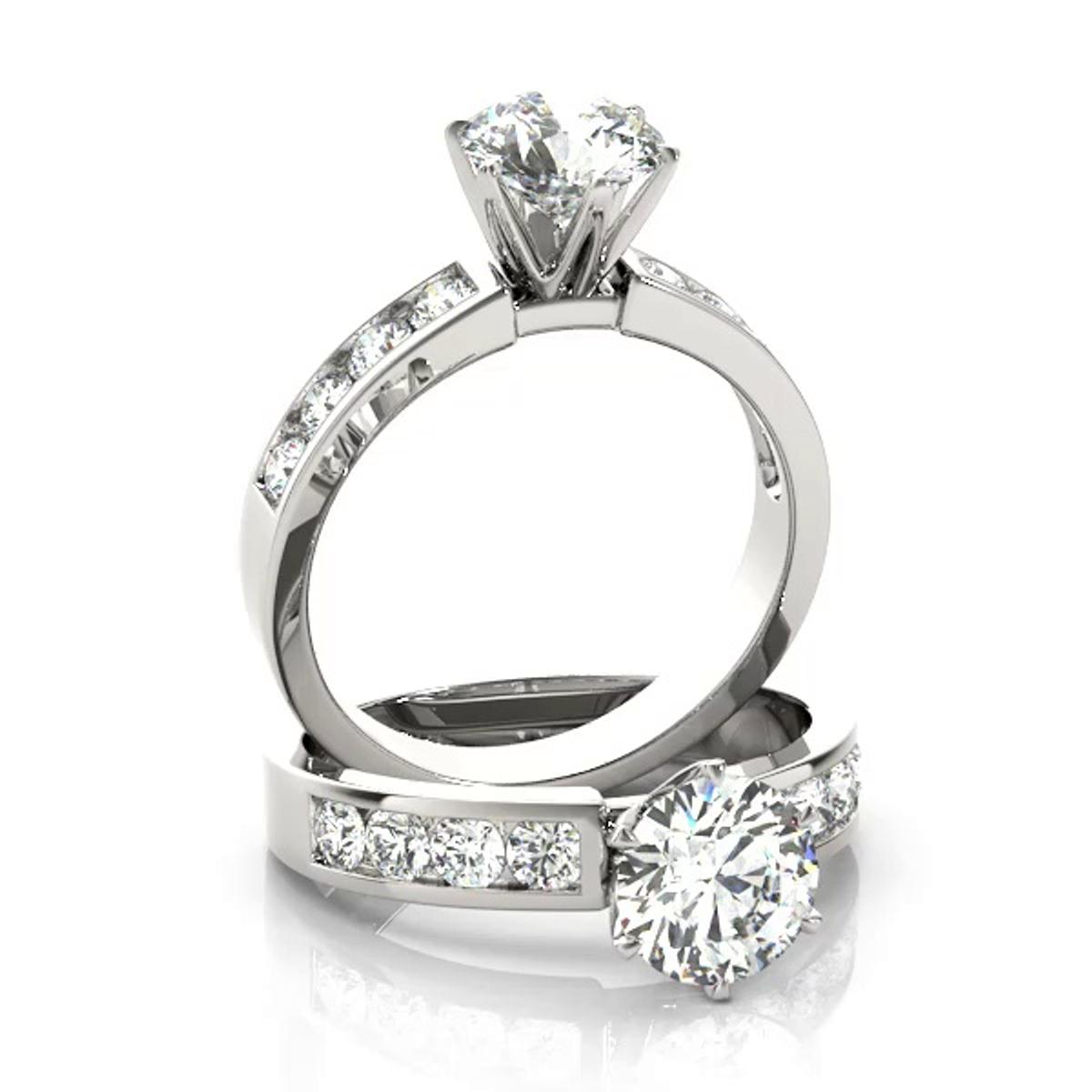360 degree view of Anabella Classic 6 Prong Channel Diamond Engagement Ring