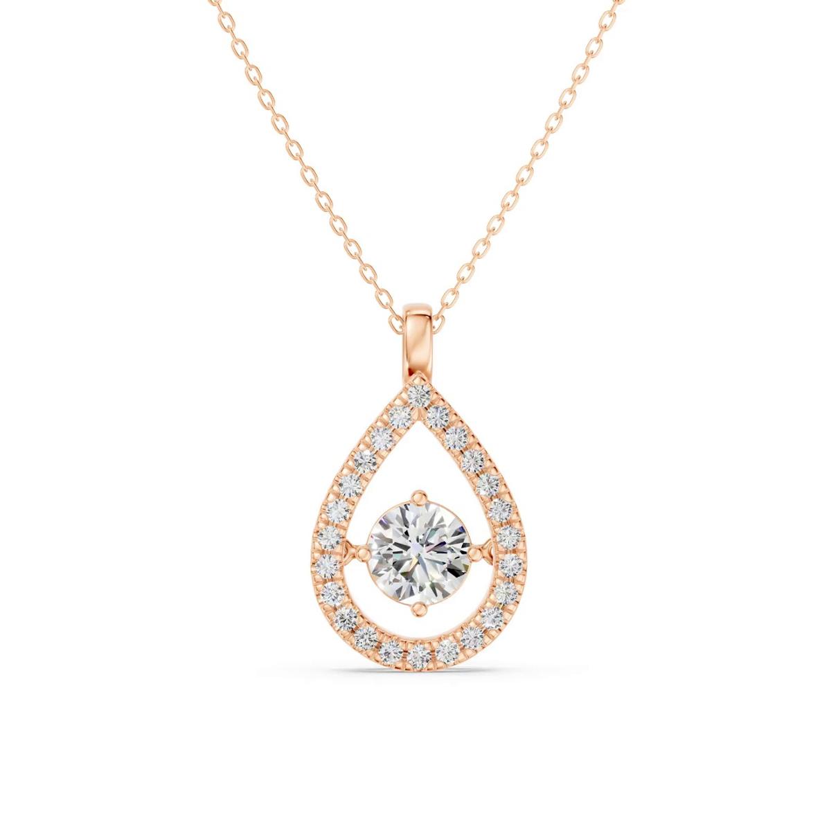 360 degree view of Evermotion Teardrop Halo Lab Diamond Pendant (1.30 ct. tw.)