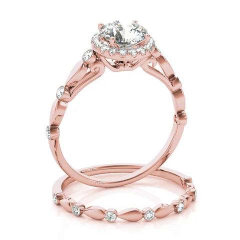 360 degree view of Cora Halo Engagement Ring
