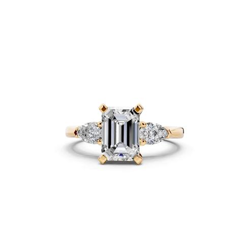 360 degree view of Madison Three-Stone Lab Pear Engagement Ring