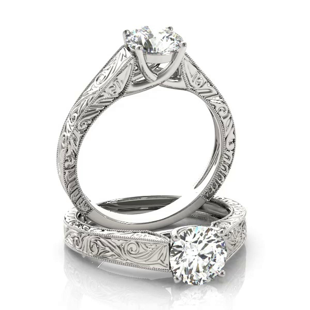 360 degree view of Adelaide Engraved Solitaire Engagement Ring