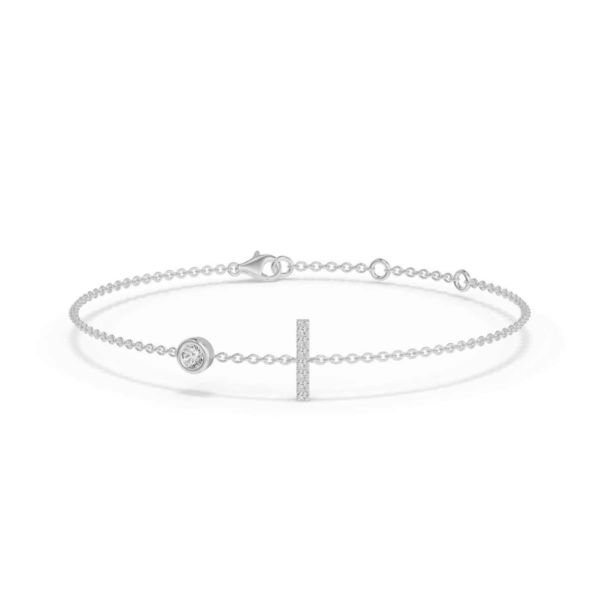 360 degree view of Bezel Diamond Pavé Initial Bracelet - I