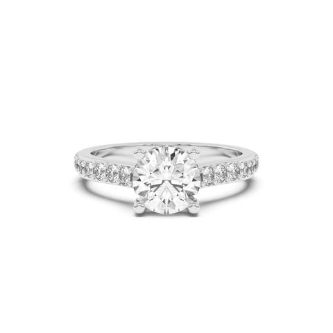 Rita Graduated Pavé Engagement Ring With Hidden Halo - 14K White Gold