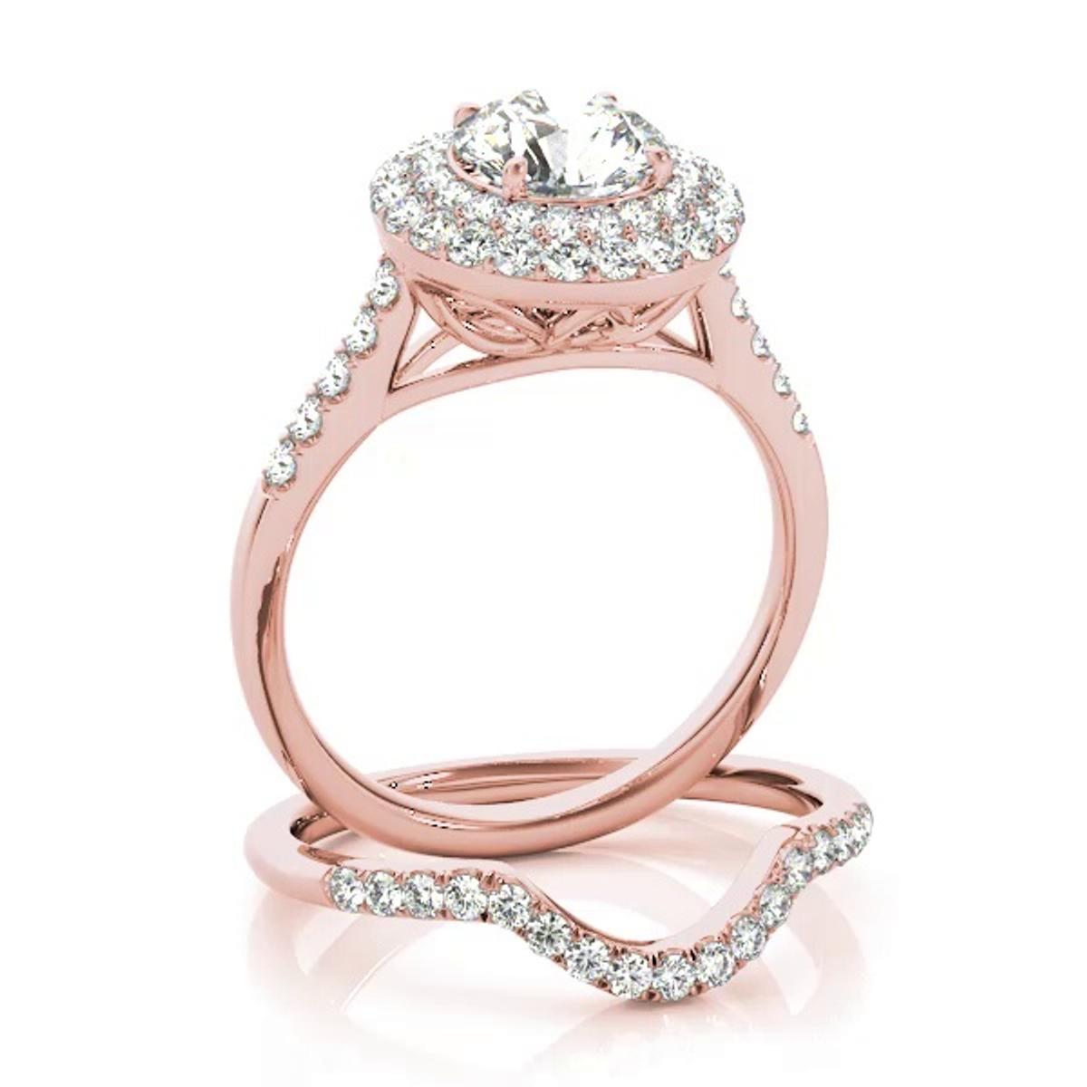 360 degree view of Arbor Double Halo Engagement Ring