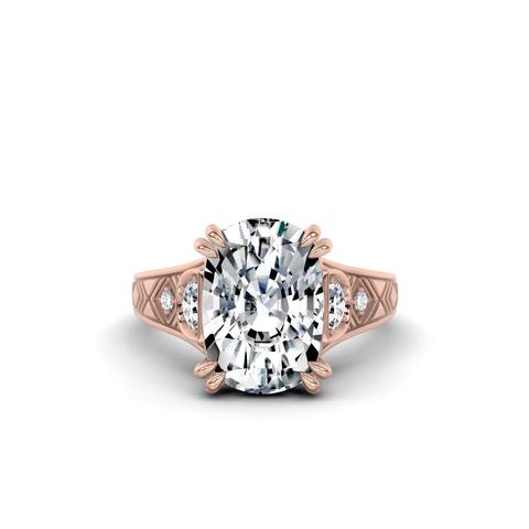 360 degree view of Vintage Cathedral Half-Moon Lab Diamond Engagement Ring