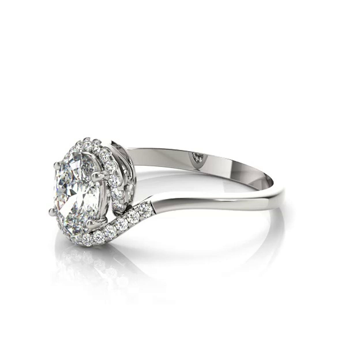 360 degree view of Caspian Oval Halo Engagement Ring