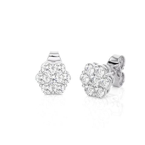 DIAMONDSTYLUS！31個10万円分！ Floral Diamond Cluster Earrings (1 ct. tw.) - 14K White Gold