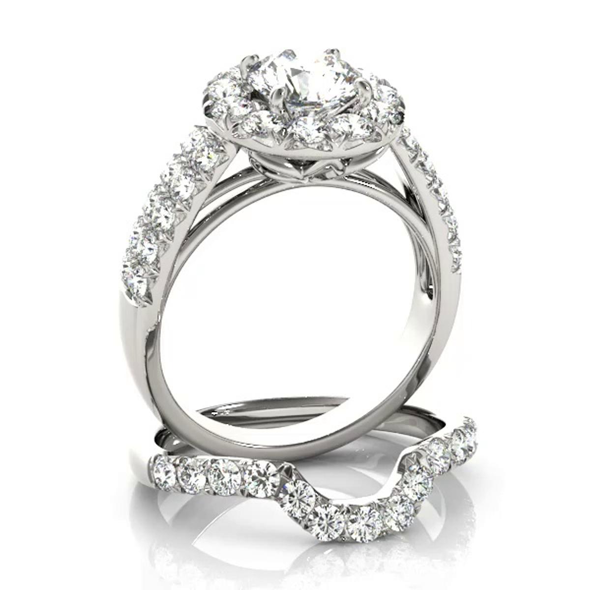 360 degree view of Marlowe Halo Engagement Ring