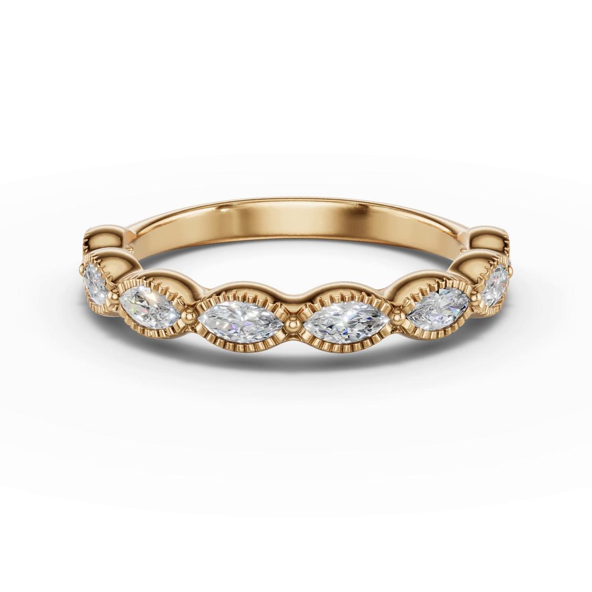 360 degree view of Maren Milgrain Marquise Diamond Band