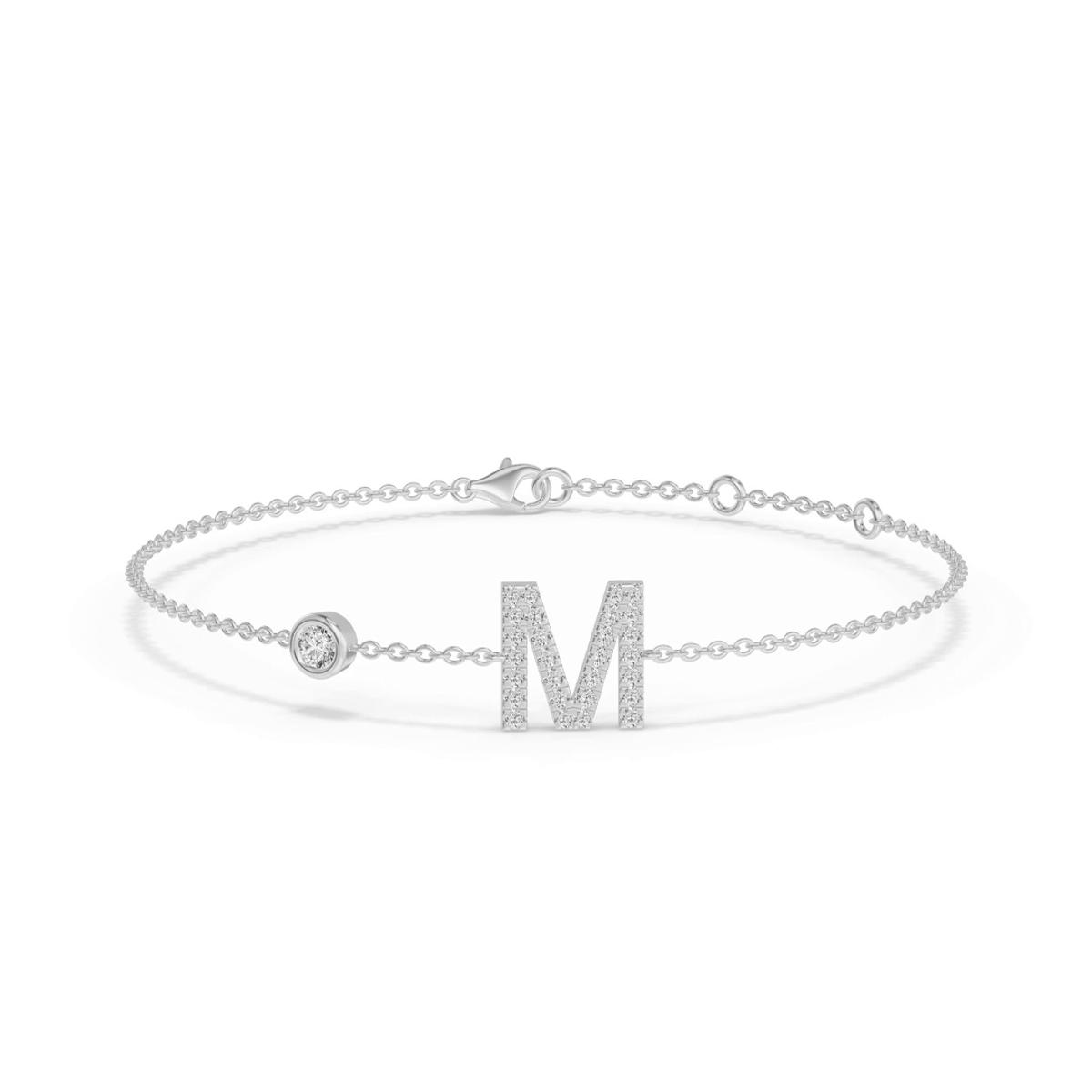 360 degree view of Bezel Lab Diamond Pavé Initial Bracelet - M