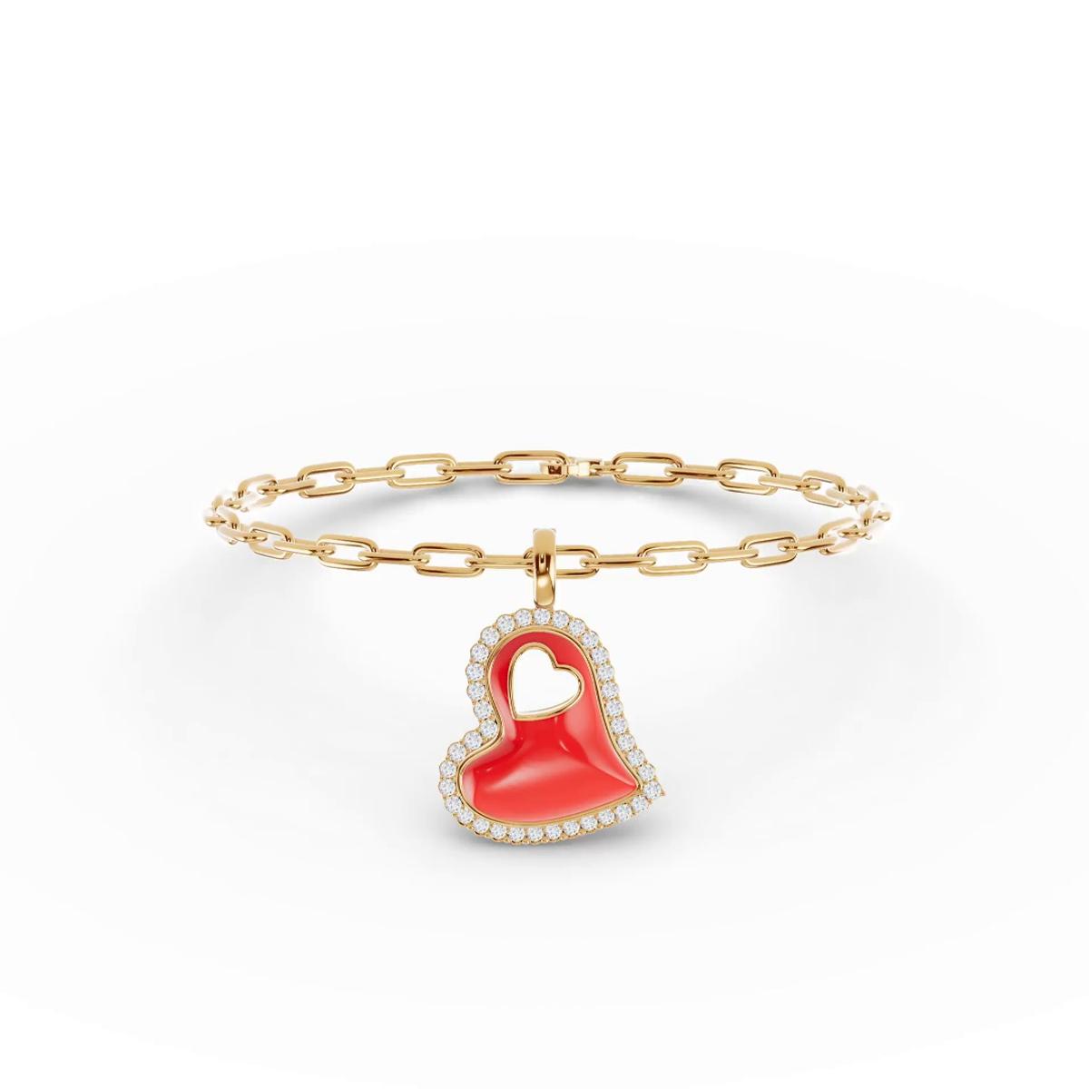 360 degree view of Cherish Red Lab Pavé Heart Bracelet