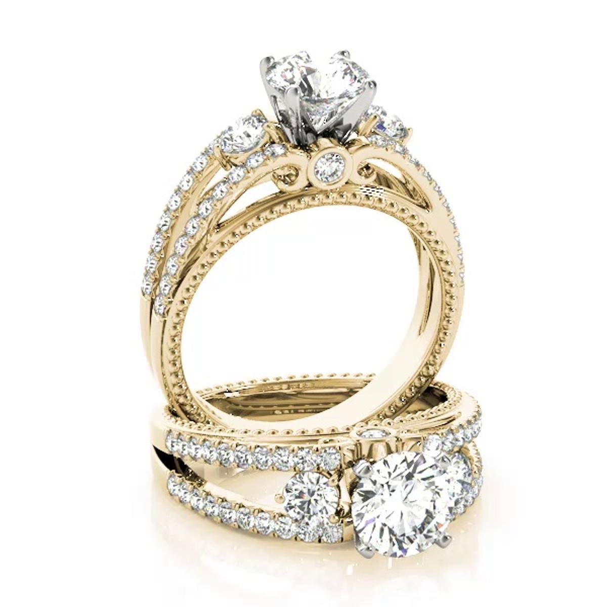 360 degree view of Devi 2 Row Pavé Diamond Engagement Ring