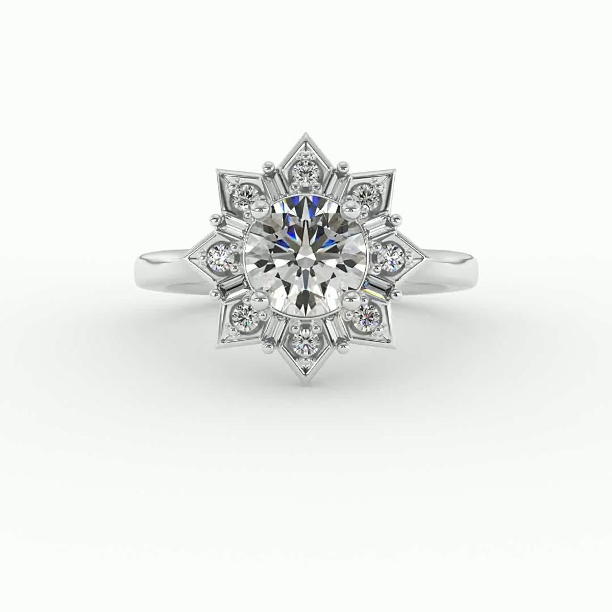 360 degree view of Journey Starburst Halo Engagement Ring