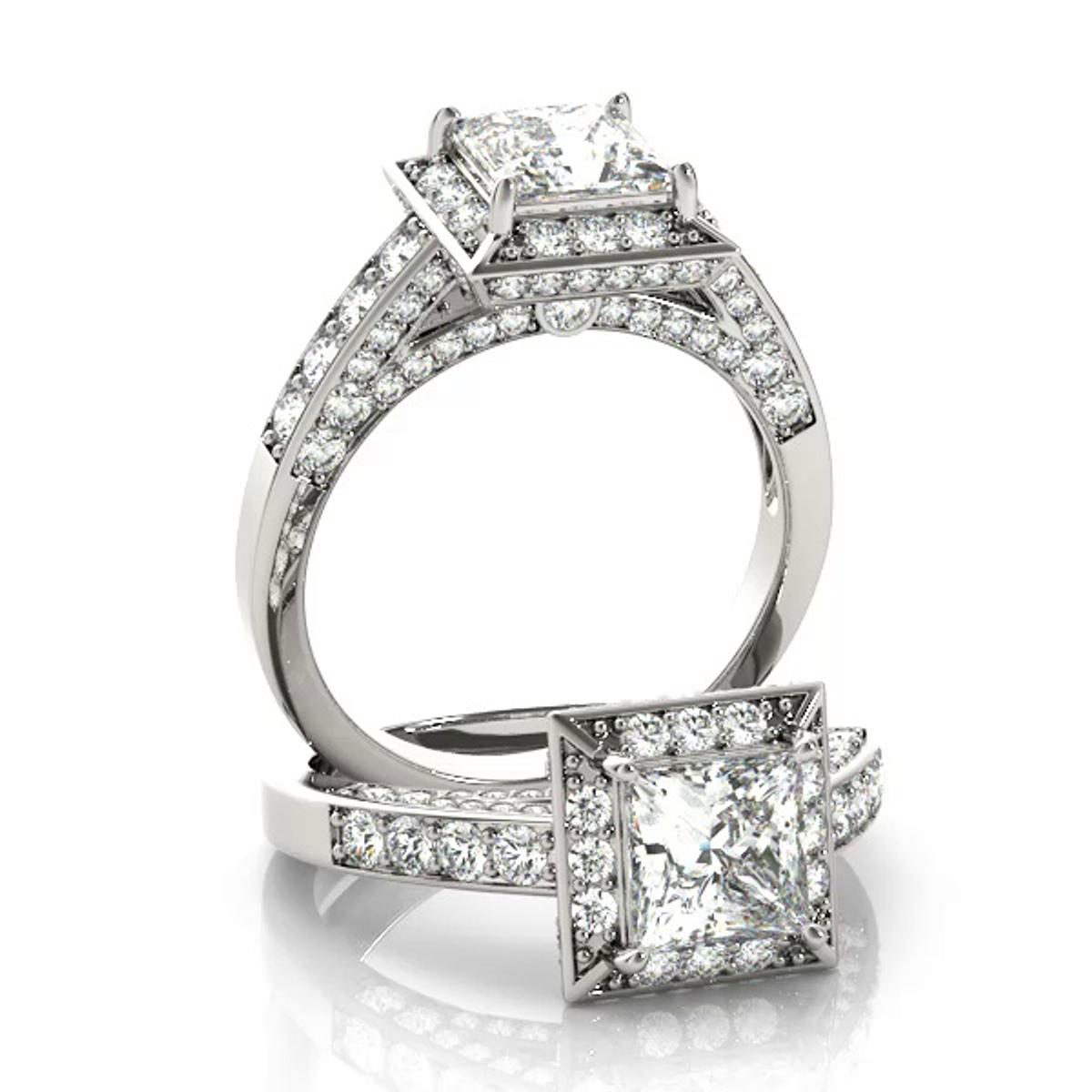 360 degree view of Gracie Halo Engagement Ring