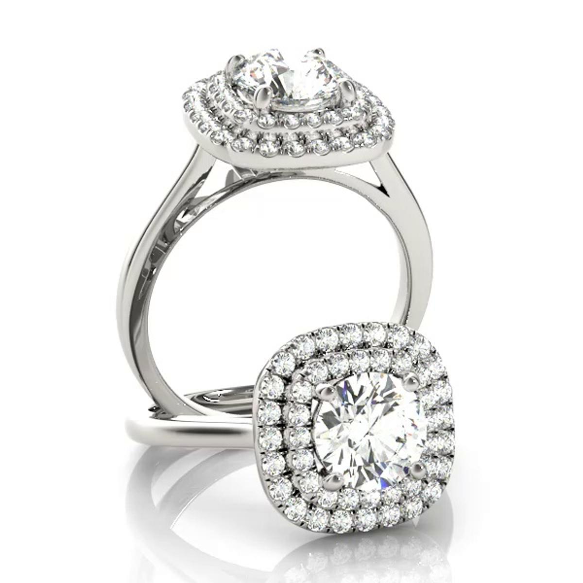 360 degree view of Devon Double Halo Engagement Ring