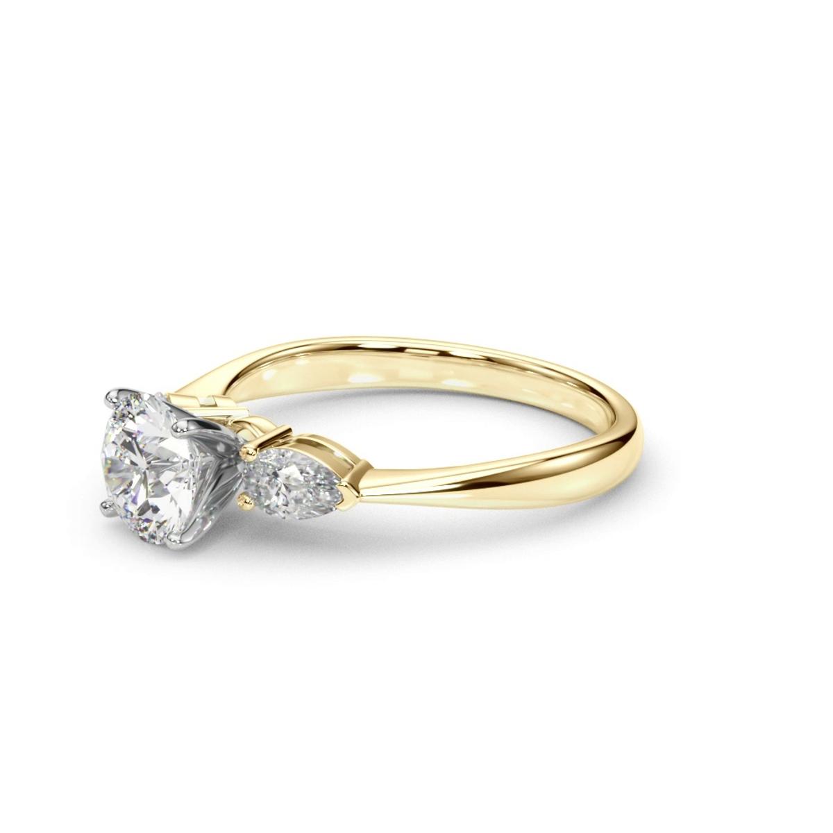 360 degree view of Oksana Three Stone Engagement Ring With Pear Shape Side Diamonds