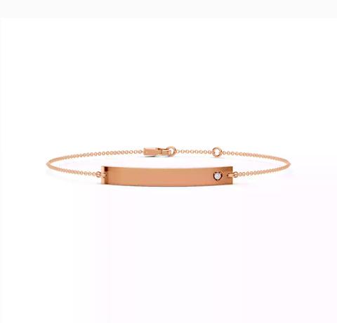 360 degree view of Engravable Heart Diamond Bar Bracelet