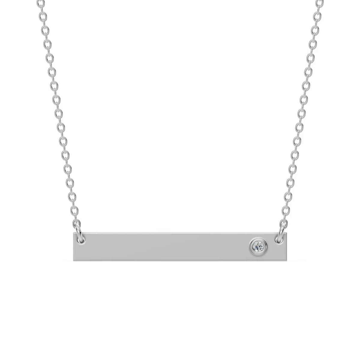 360 degree view of Engravable Bezel Lab Diamond Bar Necklace