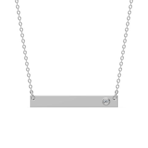 360 degree view of Engravable Bezel Lab Diamond Bar Necklace