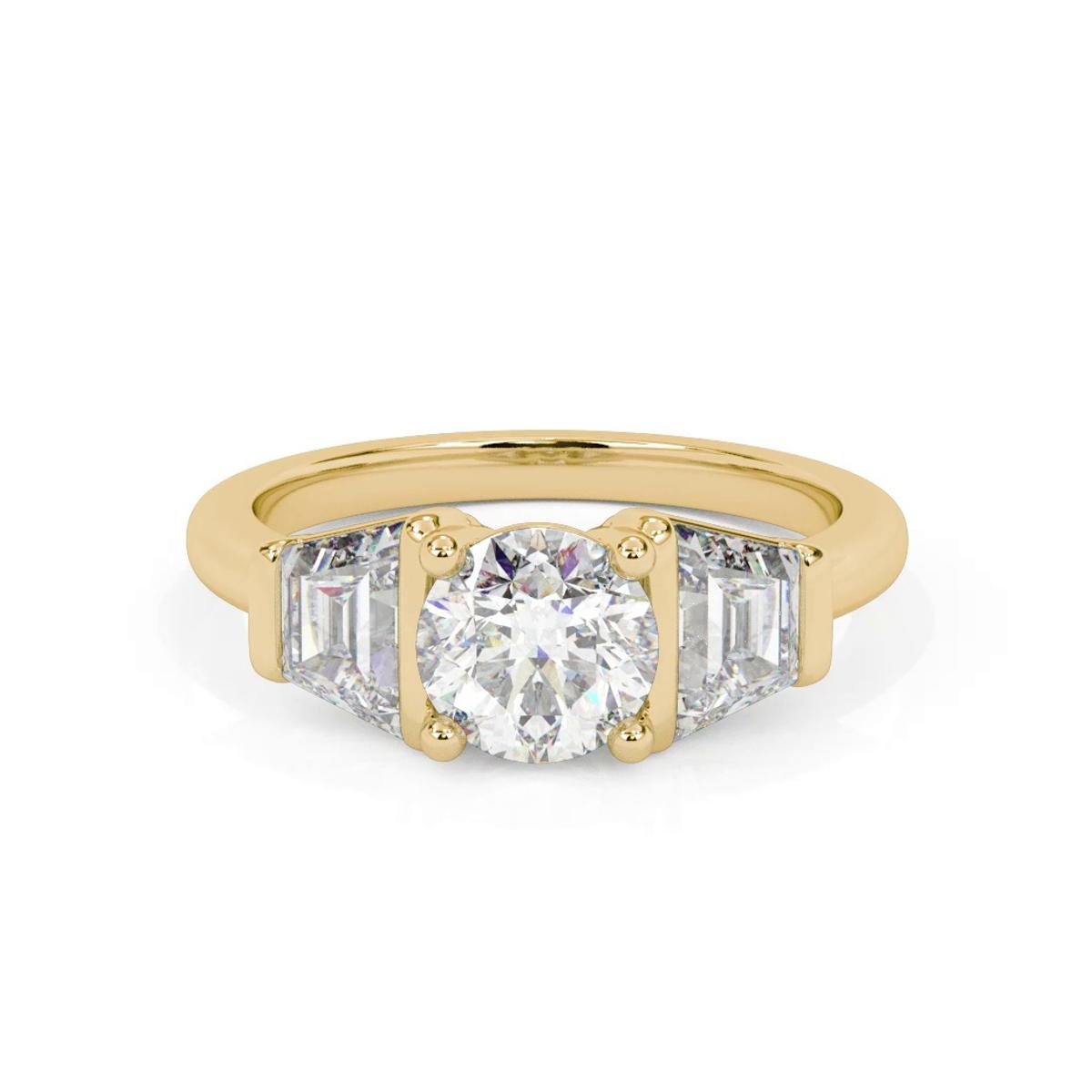 360 degree view of Charlene Trapezoid Lab Three-Stone Engagement Ring (1.0 ct. tw.)
