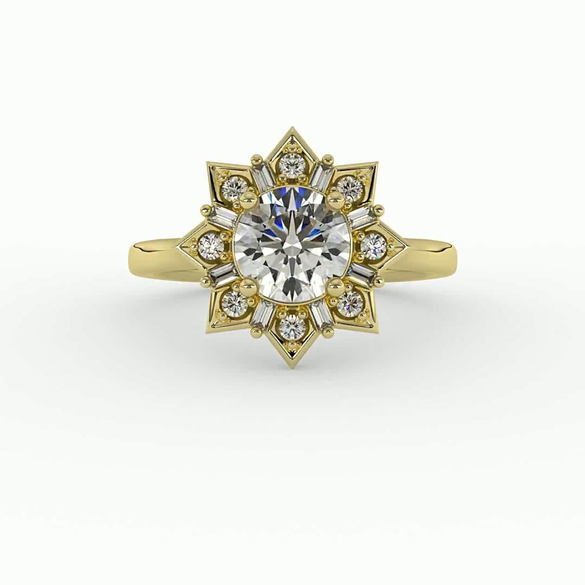 360 degree view of Journey Starburst Halo Engagement Ring