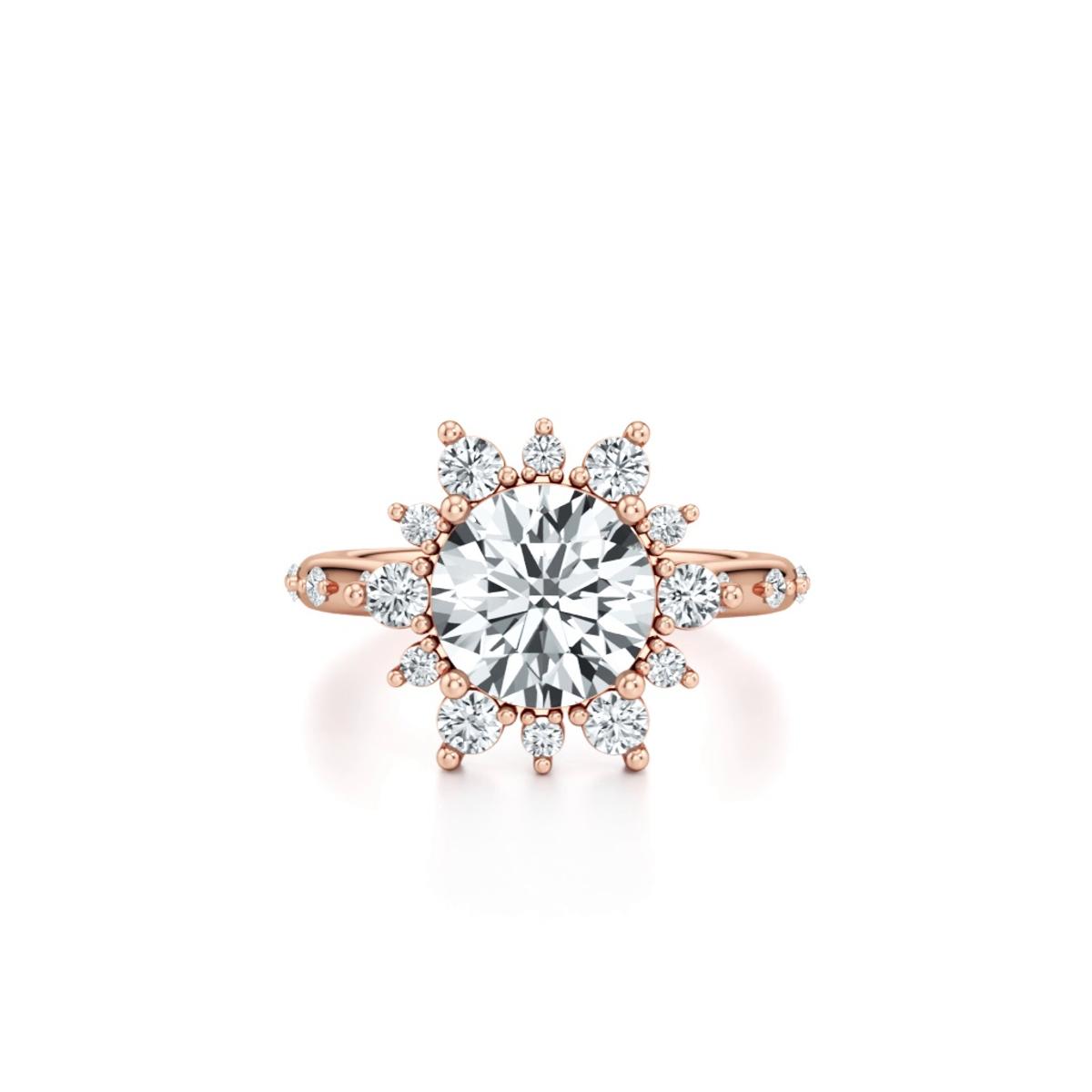 360 degree view of Solara Sunburst Lab Diamond Engagement Ring