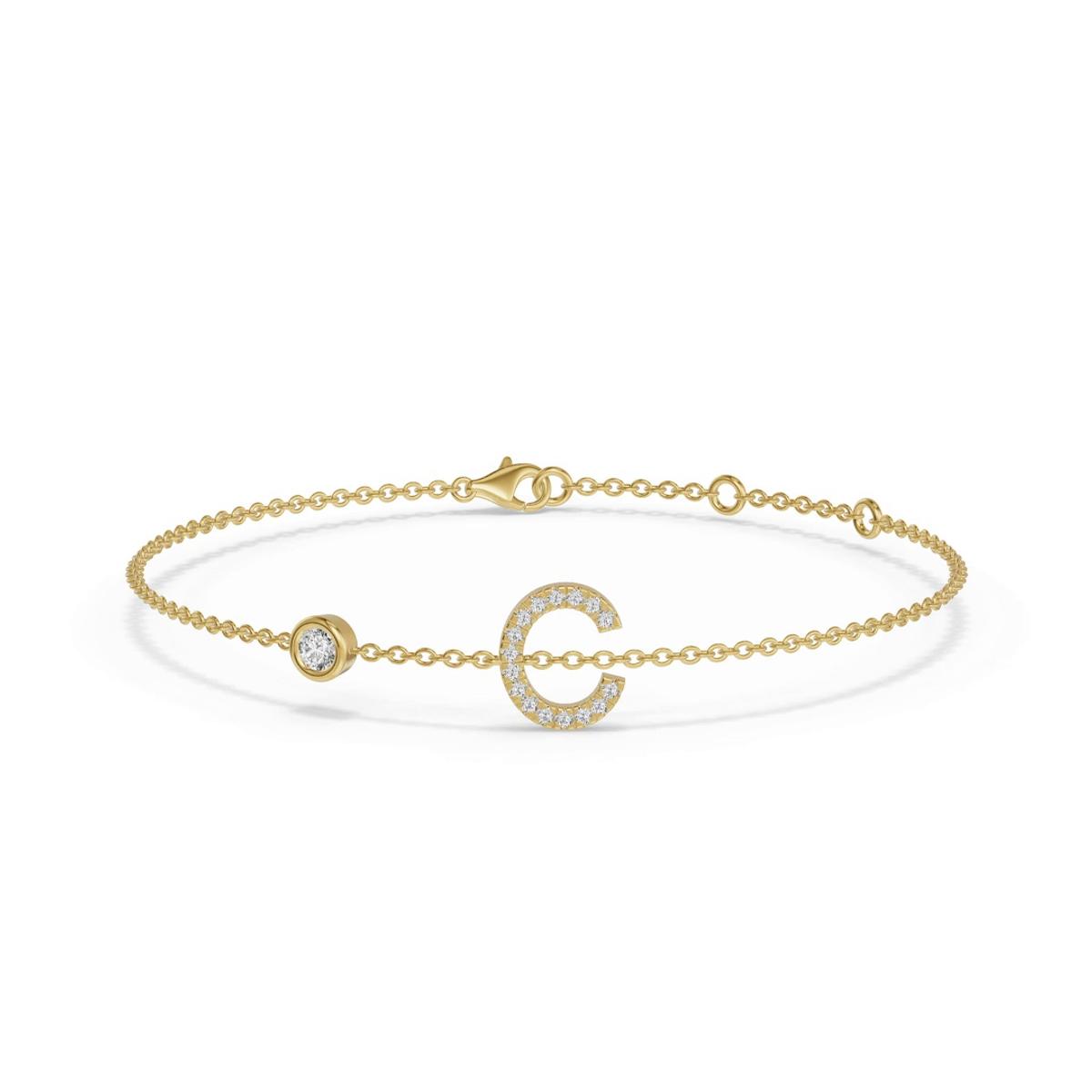 360 degree view of Bezel Lab Diamond Pavé Initial Bracelet - C