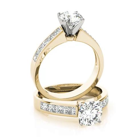 360 degree view of Asta Channel Diamond Engagement Ring With Princess Cuts