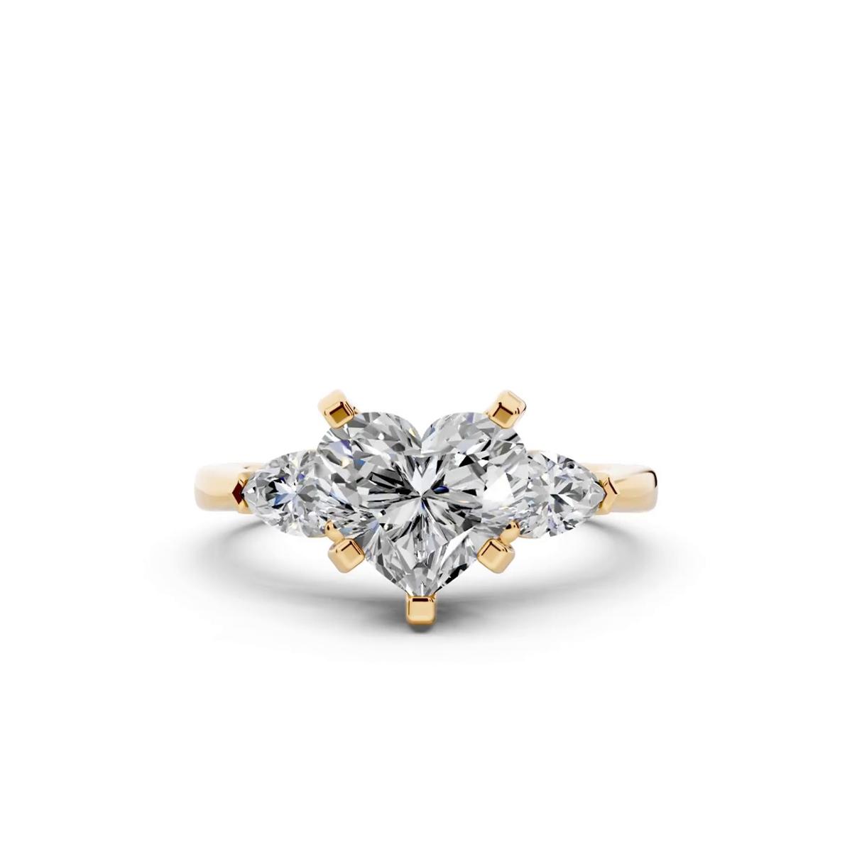 360 degree view of Madison Three-Stone Lab Pear Engagement Ring