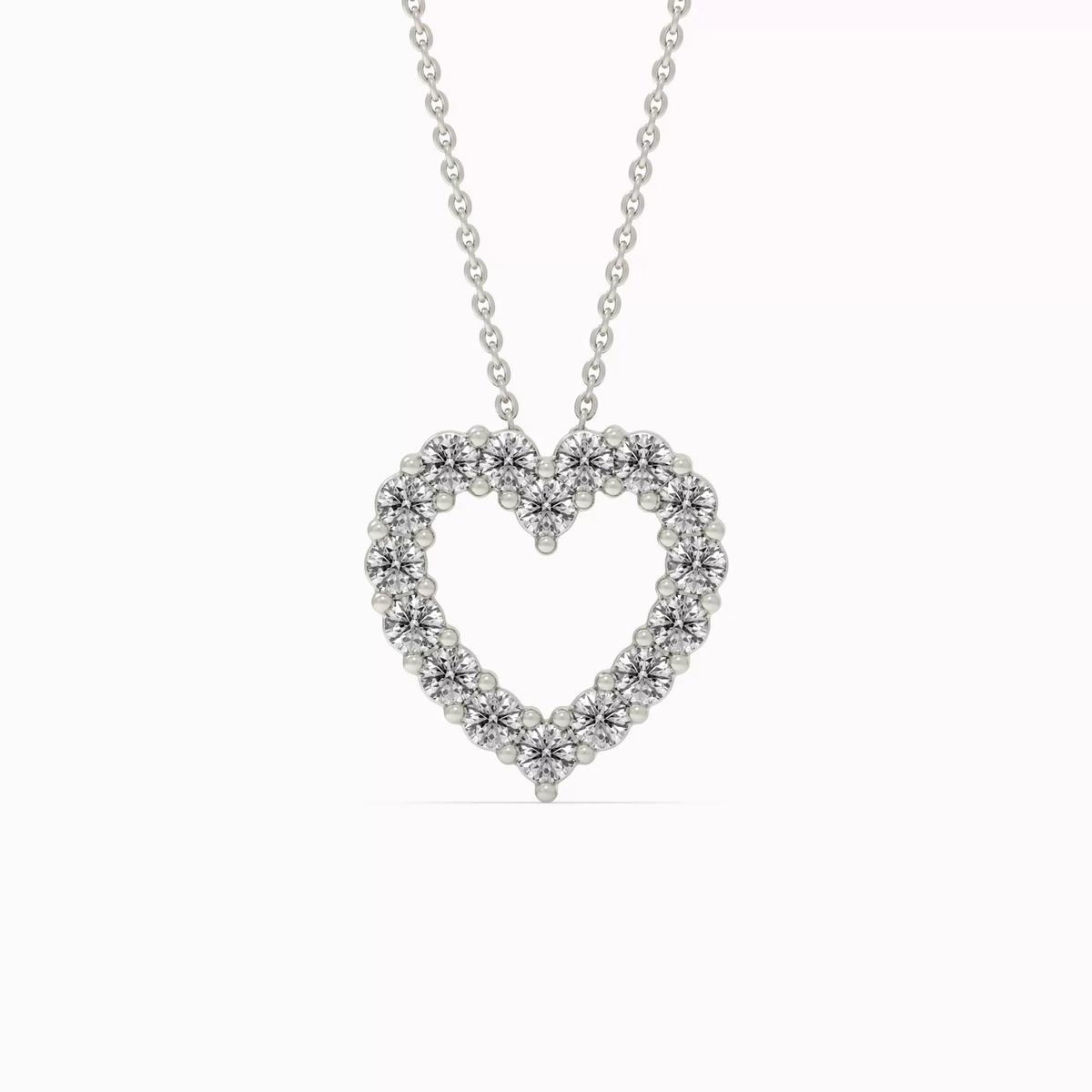 360 degree view of Heart Lab Diamond Silver Necklace (1.00 ct. tw.)