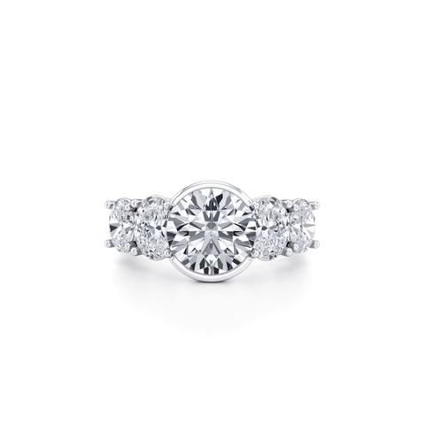360 degree view of Neria Five-Stone Half Bezel Lab Diamond Engagement Ring