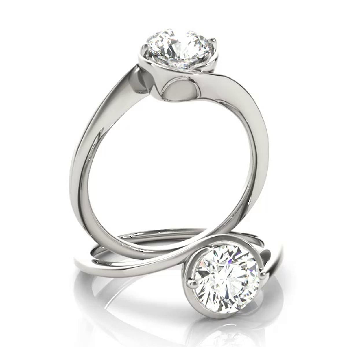 360 degree view of Florence Solitaire Bypass Engagement Ring