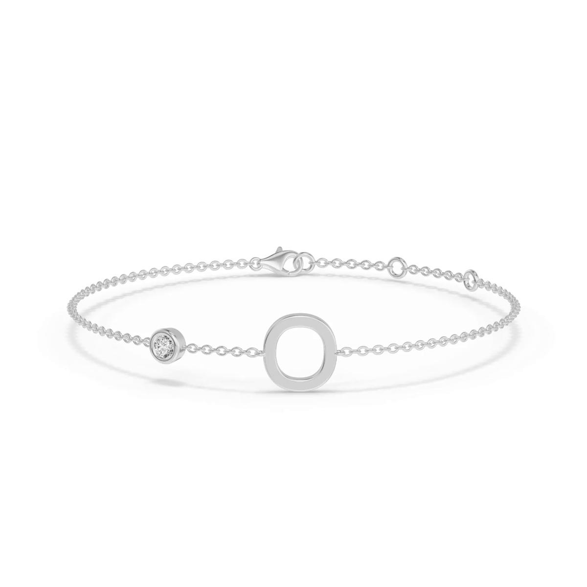 360 degree view of Bezel Diamond Gold Initial Bracelet - O