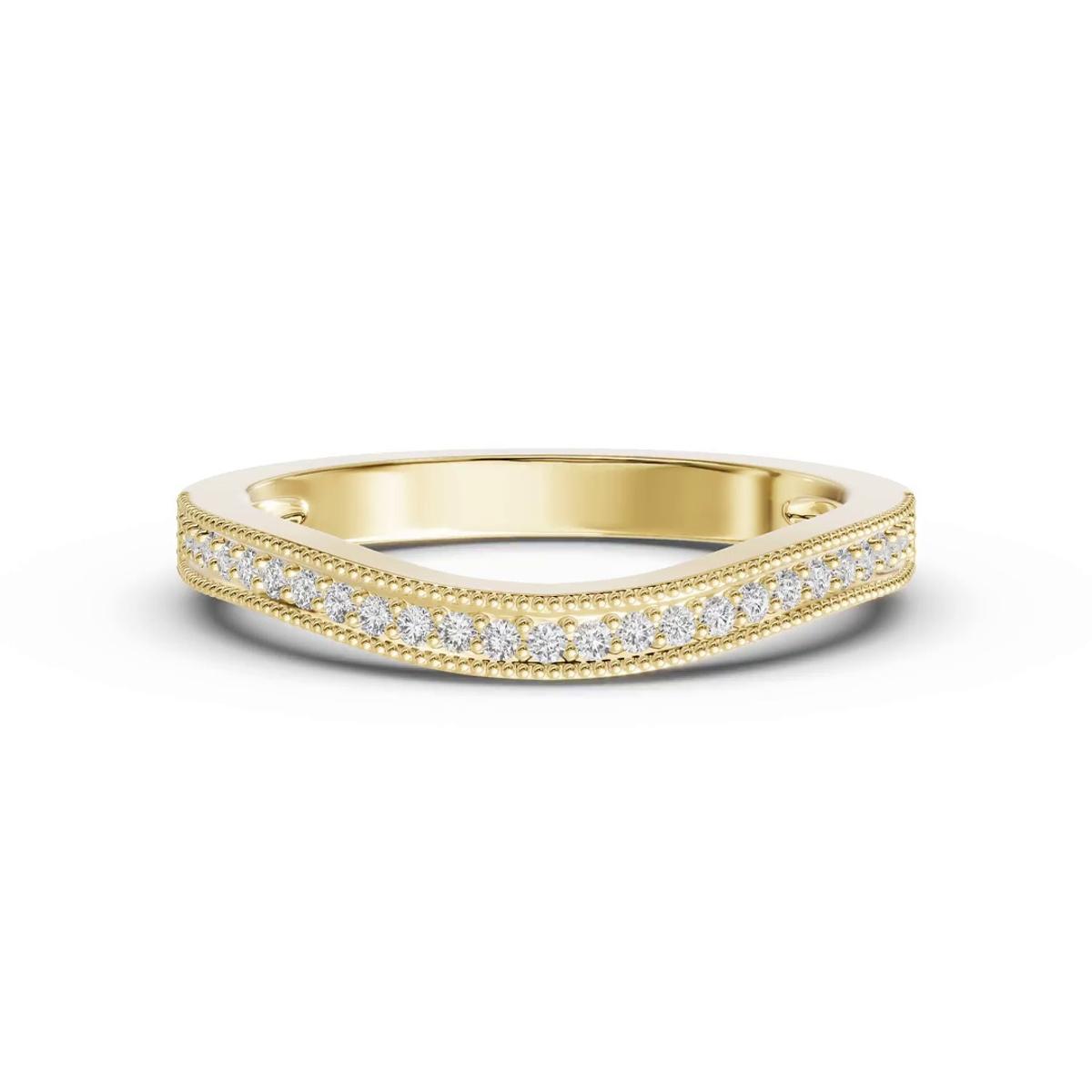 360 degree view of Elodie Curved Pavé Milgrain Band